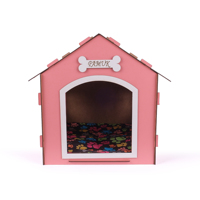 Nichoir pour chien en MDF rose, décoratif, avec impression de nom personnalisée, design pliable, style moderne, rectangulaire, 42x42x38cm, pour petits animaux