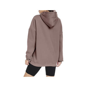 Sudadera con capucha de gran tamaño de algodón 100% de alta calidad para mujer French Terry High Streetwear Thick Drop Shoulder Plain Pullover - Product Image 6
