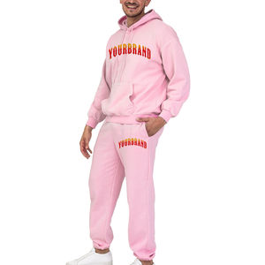 Vente en gros Survêtements surdimensionnés pour homme personnalisés de haute qualité vêtements de sport en polaire rose Survêtements de course pour homme Survêtements unisexes - Product Image 2