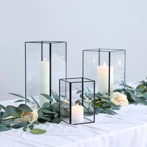 Portavelas decorativo de metal blanco y vidrio, estilo marroquí, para decoración del hogar, con acabado negro, diseño de metal. - Product Image 6