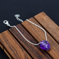 Bracelet manchette ajustable en argent sterling 925 classique doré, avec pierre précieuse améthyste naturelle, fait main, cadeau idéal pour l'amitié chrétienne