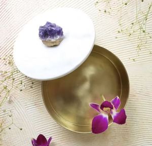 Boîte conteneur multi-usage en métal et pierre de haute qualité épices accessoires de cuisine ou cadeau de noël décoratif décoration de table mariage - Product Image 2