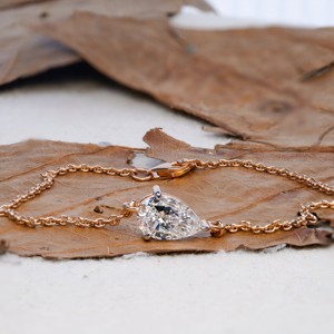 New Arrival Rose Gold Lab Grown 1.50ct Pear Shape <b>Diamond</b> Clarity Wedding Party Bracelet for Women Classic Style Chain Bracelet - Product Image 3