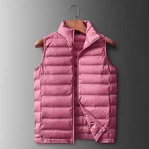 Chaleco de lona con logotipo personalizado para hombre, chaqueta acolchada con cuello levantado, chaleco acolchado con logotipo frontal, prendas de vestir más cálidas - Product Image 6