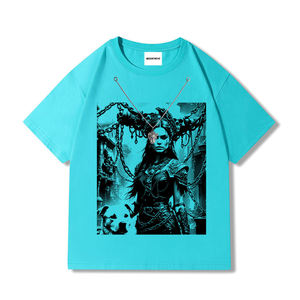 Camiseta de lujo para hombre Hip Hop Streetwear 100% algodón estampado personalizado cuello de punto grueso 200 gramos peso de tela" - Product Image 3