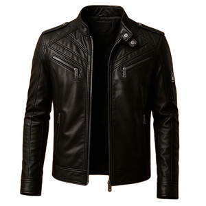 Veste d'hiver décontractée pour homme, 100% cuir, coupe-vent, écologique, antibactérienne, respirante, en toile, motif uni - Product Image 4