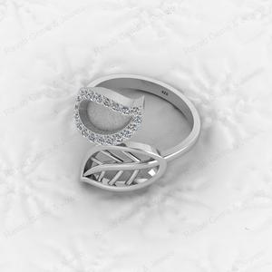 Genuine 925 Silver Nature Inspired Leaf With CZ Semi Mount Blank Setting <b>Ring</b> Good <b>for</b> Resin & <b>Ashes</b> Work Keepsake DIY Jewelry - Product Image 5