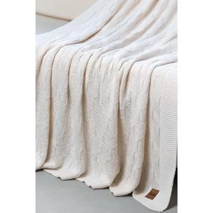 Jeté de canapé tricoté motif labyrinthe blanc-130x170 - Product Image 1