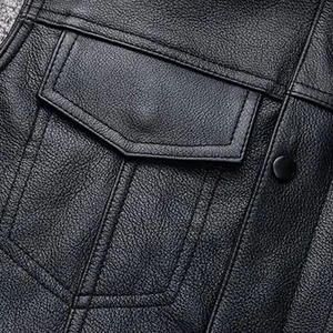 Gilet de moto en cuir personnalisé pour homme, cuir de vache véritable de qualité supérieure, veste de moto en cuir, gilet de motard en cuir avec OEM - Product Image 4