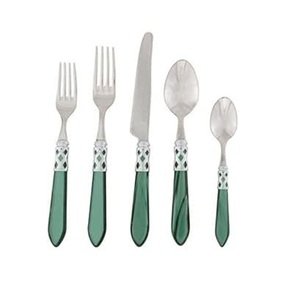 Juego de cubiertos de plata con mango de plástico acrílico azul de lujo estilo antiguo y Retro cena medieval cuchillo tenedor cuchara juegos para boda - Product Image 6