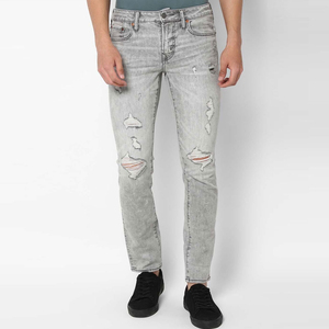 กางเกงยีนส์เดนิมคุณภาพสูง น้ำหนักเบา ทรงสลิมฟิต ทรงตรง สไตล์สตรีทแวร์ สำหรับผู้ชาย เหมาะกับฤดูหนาว ผ่านกระบวนการซักแบบอีโค่ ระบายอากาศได้ดี ใส่ได้ในฤดูใบไม้ผลิ - Product Image 1