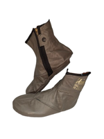 Chaussettes montantes grises en cuir premium avec fermeture éclair, antidérapantes et respirantes, décontractées pour hommes et femmes