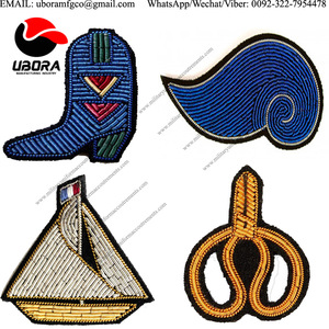 Broches brodées faites à la main de haute qualité, patchs en fil de bullion personnalisés, matériau en cuivre, service OEM, emballage personnalisé - Product Image 5