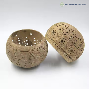 Handmade Eco-Friendly Coconut Shell Bowl Heat Resistant Classic Style Business Gift for Parties Camping Candle Holder with Spoon - Product Image 5