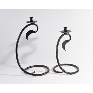 Minimalist <b>Black</b> Iron <b>Candlestick</b> Holders Set of 2 for Home Wedding Tabletop Decoration Durable Metal Candle Holders - Product Image 5