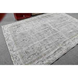 พรมวินเทจขนาดใหญ่ 5x9.6 ฟุต พรมขนสัตว์ลายกราฟิกสีเทาแบบตุรกี - Product Image 2