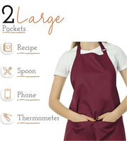 Tablier de cuisine unisexe noir en coton tissé et polyester avec logo personnalisé pour le personnel de ménage de l'hôtel, bavoir de cuisine pour hommes et femmes