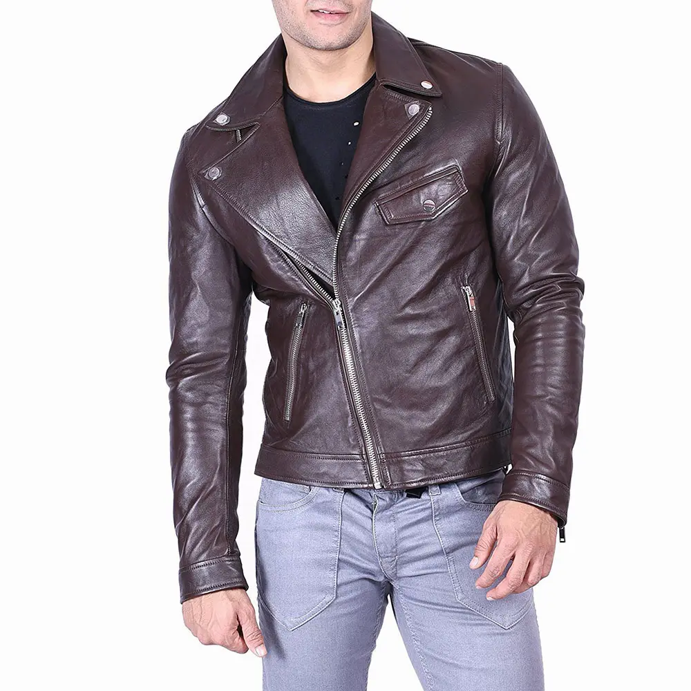 Giacche in pelle da uomo di tendenza ultimo Design 100% giacche in pelle da motociclista di marca realizzate in pelle per uomo