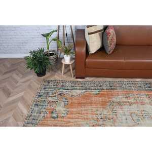Alfombra Turca Vintage de 5.6x9.5 pies, Alfombra Grande, Alfombra de Lana Naranja - Product Image 3