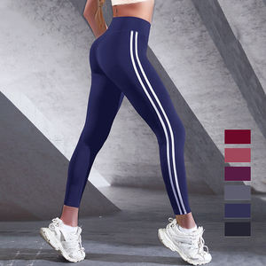 Wholesale <b>Women</b> Pants Stripy Custom Logo Breathable Tummy Control <b>High</b> <b>Waisted</b> Elastic <b>Leggings</b> for Ladies Colorful Tights - Product Image 1