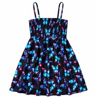 Robe à imprimé papillon pour filles, tenue de soirée sans manches, tenue d'automne pour enfants
