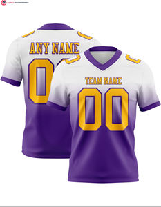 Authentique maillot de football à la mode personnalisé violet blanc-orange maille respirant solide motif imprimé manches courtes - Product Image 5