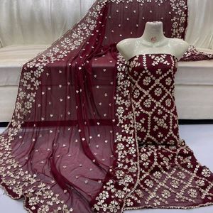 Modern Ethnic Contemporary Style Women's Acrylic Salwar Kameez <b>Gota</b> Embellished Shimmery Finish Hand Drawn Printing Regular Fit - Product Image 1