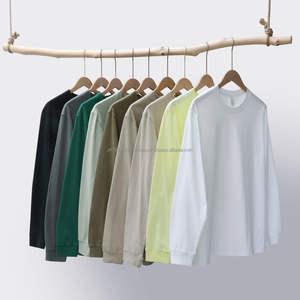 T-shirts 100% coton unisexe 230gsm à manches longues solide avec logo personnalisé vente en gros d'usine pour t-shirts pour hommes - Product Image 1