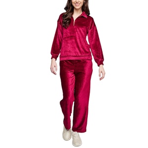 Chándales de terciopelo de primavera, conjunto de dos piezas, entrenamiento de Invierno para mujer, pantalones apilados de 2 piezas, conjunto de Jogger, chándal, pantalones y camisas - Product Image 1