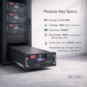 10KW แบตเตอรี่ลิเธียมไอออนเกรดใหม่ Lifepo4 5kwh 200Ah 51.2V 10kwh แบตเตอรี่พลังงานแสงอาทิตย์แบบแร็คติดตั้งสำหรับบ้านเก็บพลังงาน AC - Product Image 3