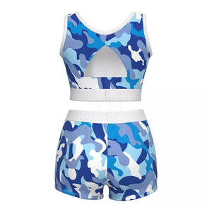 Ensemble de shorts de soutien-gorge de sport sur mesure de haute qualité Spandex résistant 220g vêtements de fitness conception OEM logo personnalisé uniformes de cheerleading - Product Image 4