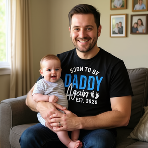 Maglietta per Annuncio Nascita 2026 - Prossimamente Papà di Nuovo - Est. 2026 T-Shirt Promozionale - Product Image 1