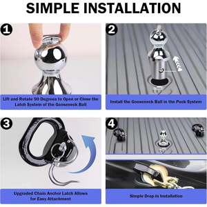 Vypart 60618 Gooseneck Hitch Ball Kit 2-5/16-Inch Ball with Safe Lock Anchors <b>Puck</b> System Hitch Mounts - Product Image 6
