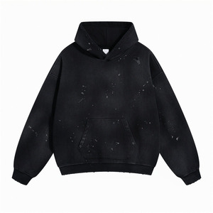 Ladies Oversized Hoodie 400GSM Cotton Fleece French Terry Baggy Fit Pullover Embroidered Vintage Wash Distressed Print Hoodies - Product Image 3