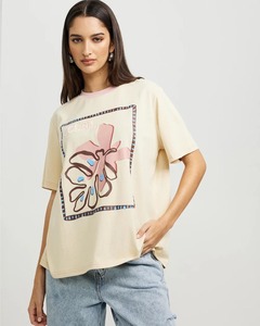 Camiseta de Manga Corta para Mujer, Cuello Redondo, Corte Holgado, Calidad Premium, con Logotipo Gráfico Personalizado, 100% Algodón Transpirable - Product Image 1