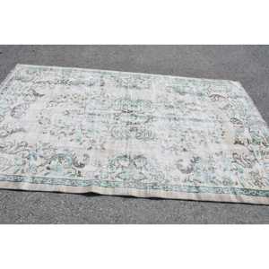 Alfombra de 5.2x8.7 pies, Alfombra Grande Vintage, Alfombra Azul Sólida - Product Image 3