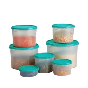 Hoogwaardige Plastic Containers Die Speciaal Zijn Ontworpen Voor Voedselopslag Met De Verwijderbare Doppen Die In Grote Hoeveelheden Verkrijgbaar Zijn
