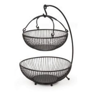 Vintage Style Iron <b>Wire</b> Storage <b>Basket</b> With 3 Tier Mustache Design Black Finished Kitchen Storage Organizer <b>Wire</b> Fruit <b>Basket</b> - Product Image 5