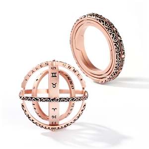 Anillo de Plata de Ley Jeulia con Esfera Astronómica y Cadena Gratis - Incrustaciones de Diamantes de Corte Ovalado, Estilo Eternidad a la Moda - Product Image 1