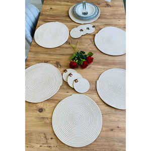 Mantel Individual redondo Supla de algodón y poliéster natural de primera calidad de 1 pieza, 33x33 pulgadas, multicolor - Product Image 1