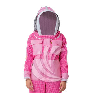 Three Layer Beekeeping Ventilated Suit with Round Fencing Veil In Pink Color - Product Image 1