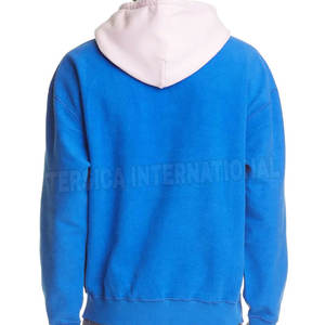 Sudaderas con capucha informales de moda de talla grande para hombre de dos tonos con logotipo personalizado, sudaderas tejidas con técnica lavada en blanco con patrón sólido - Product Image 3