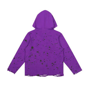 Sudaderas con Capucha Unisex de Color Liso, Estilo Desgastado, de Algodón/Poliéster, Felpa, 350 GSM, con Logotipo Personalizado, Bolsillos, para Invierno - Product Image 2