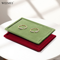Plateau de présentation de bijoux en daim WEIMEI avec logo personnalisé, plateau de bijoutier en velours rouge, vert, blanc pour bague, pendentif, bracelet, jonc, pendentif