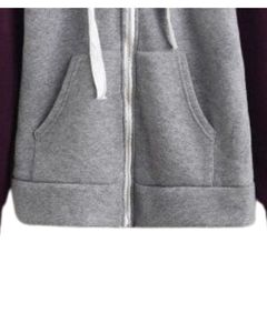 Sudadera con Capucha y Cremallera, Manga Raglán, Color Gris Morado, con Bolsillos Delanteros, Informal, Unisex, Suave, Cómoda, Estilo Urbano - Product Image 5