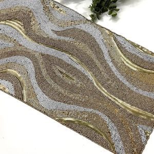 Decoración navideña y diseño de hojas con cuentas, Mantel Individual para mesa de comedor, tapete elegante, corredores decorativos hechos a mano para boda - Product Image 4