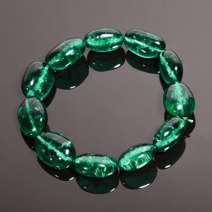 Rare Emerald Tumbled <b>Beads</b> <b>Bracelet</b> Crafted With Natural Green Gemstones Symbol Of Luxury Grace And Timeless Sophistication - Product Image 3