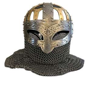 Casco vikingo de malla hecho a mano, casco Medieval de acero, Armadura de Halloween, cascos góticos para acampar, regalo al mejor precio - Product Image 1