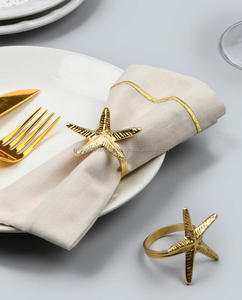 Servilletero de oro galvanizado de pez estrella de latón de aluminio mesa de comedor decorativa para cena almuerzo desayuno - Product Image 4