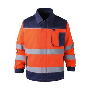 Vêtement de travail réfléchissant pour travaux routiers en hiver, veste de sécurité à capuche en polaire chaude avec fermeture éclair - Product Image 2